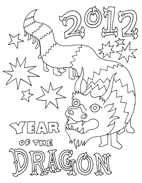 Coloriage 2012 dragon